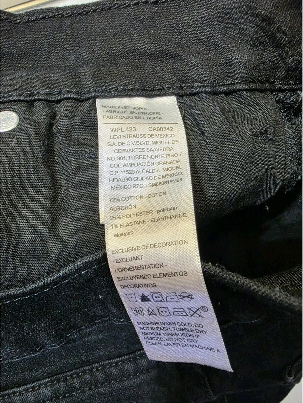 Denizen from Levi's Men's Slim Fit Black Dark Wash Denim Jeans Stretch 5-Pocket